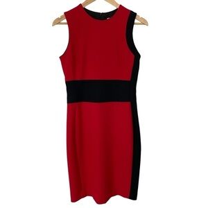 Iris Setlakwe Sleeveless Power Dress Womens 4 Red Black Fitted Sheath EUC